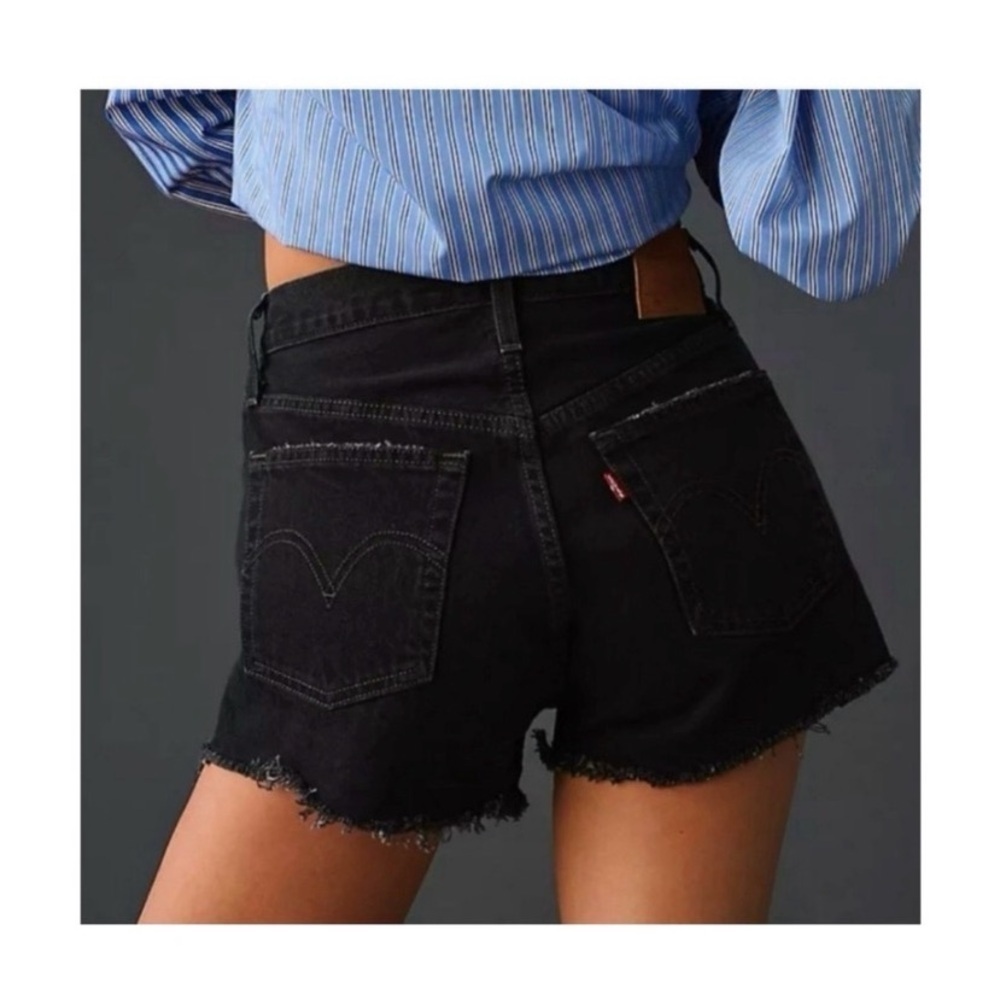 LEVI’S 501 Black Ripped Jean Shorts - Picture 6 of 12